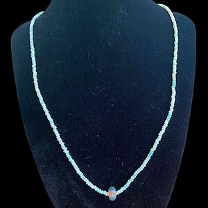Vintage Opalite Bead Glow Sterling Silver Necklace